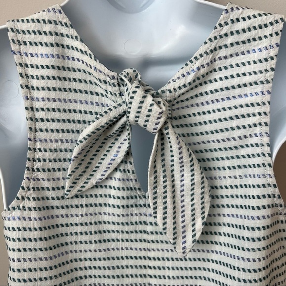 Seen Worn Kept Sleeveless Top Metallic Embroidery Tie Neck Keyhole Purple Teal 2 - Picture 7 of 10